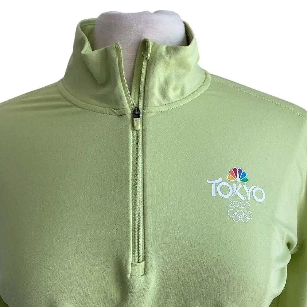 NIKE Tokyo Olympics Pullover Womens Sz Small Green 2020 Athleisure Quarterzip
